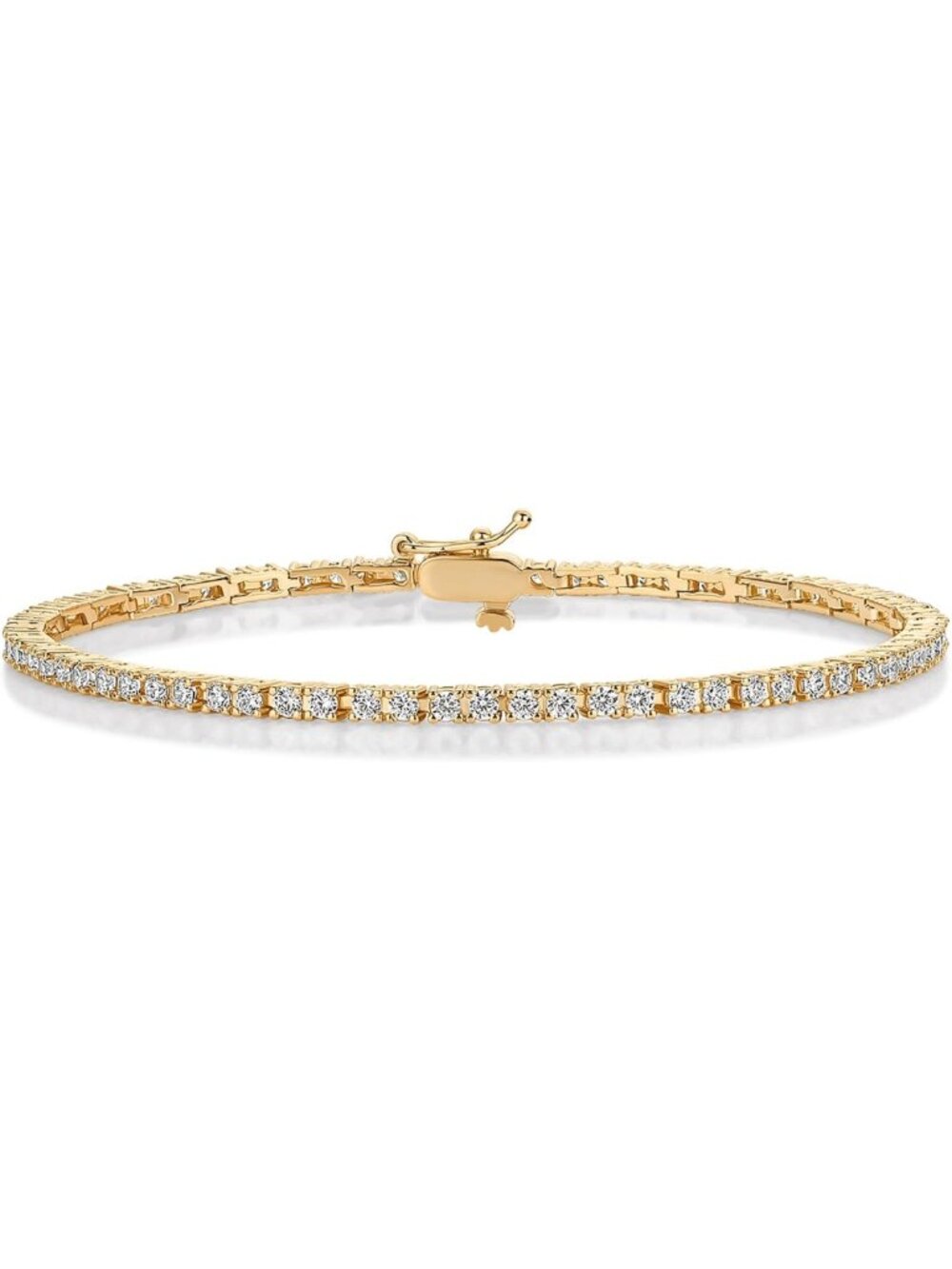Elegant 14K Gold Plated Tennis Bracelet for Women, 2mm Cubic Zirconia Sparkle